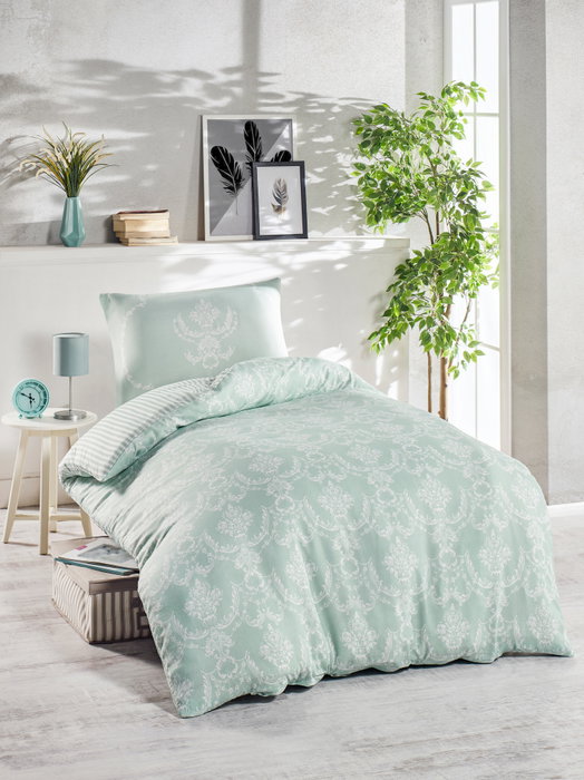 L'essentiel linge de maison Juego de funda nórdica individual Pure - Green, Verde y Blanco, 140 x 200 cm L'essentiel linge de maison Juego de funda nórdica individual Pure - Green, Verde y Blanco, 140 x 200 cm